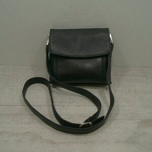 St. John's Bay Vintage Minimalist Black Leather crossbody Silver Toned Hardware